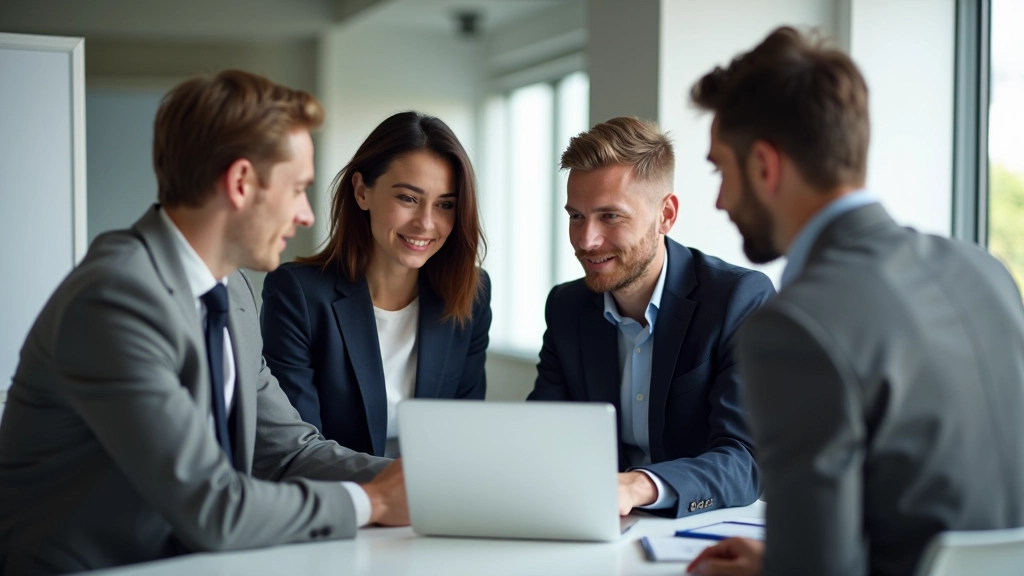 Réunion d'équipe dans une petite entreprise, collaboration numérique et formation, ordinateurs portables et tableaux blancs
