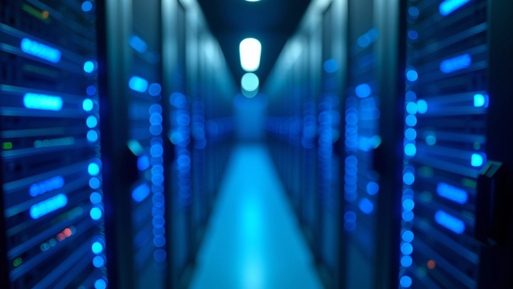 Infrastructure de fibre optique et câbles réseau dans un centre de données, serveurs avec LED bleues