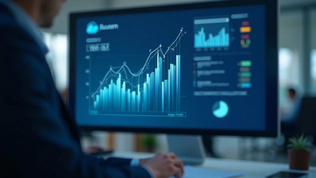 Graphique de croissance et analyse de données sur un écran de bureau, statistiques économiques