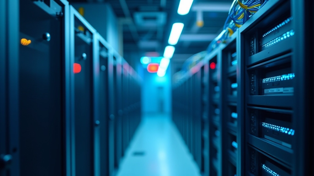 Infrastructure numérique moderne, câbles de fibre optique et équipements de réseau déployés