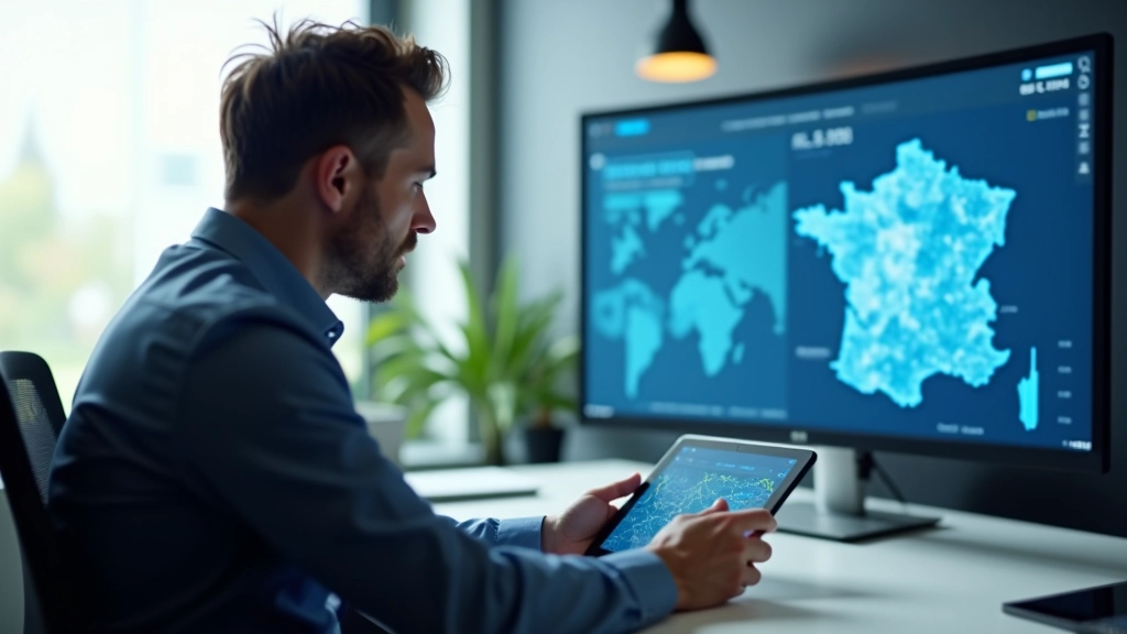 Carte de France montrant la couverture en fibre optique par département, visualisation géographique avec zones colorées et données statistiques